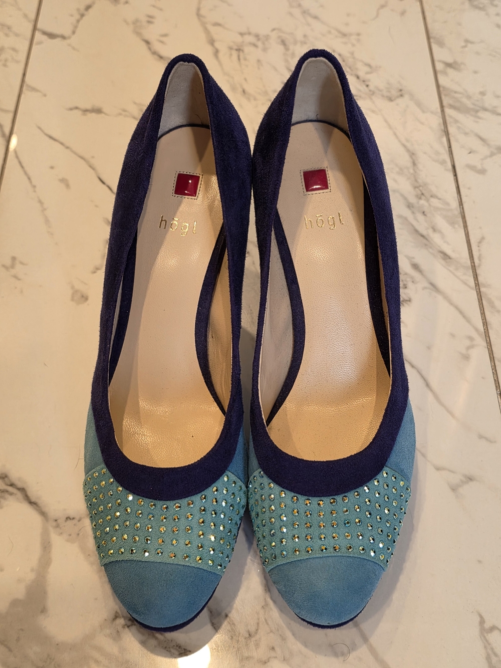 Women's Blue Suede Heels - Swarovski Crystals (Limited Edition)